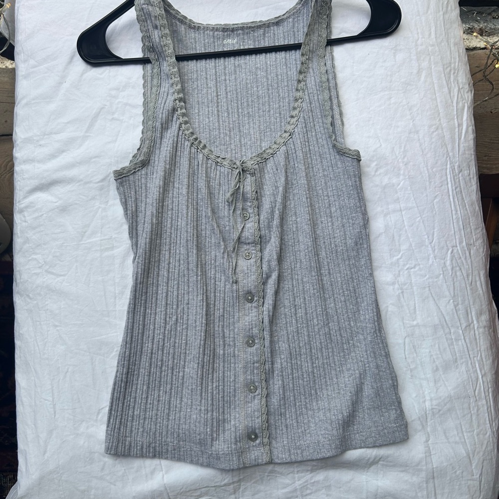 Aerie Light Gray Ribbed Tank Top